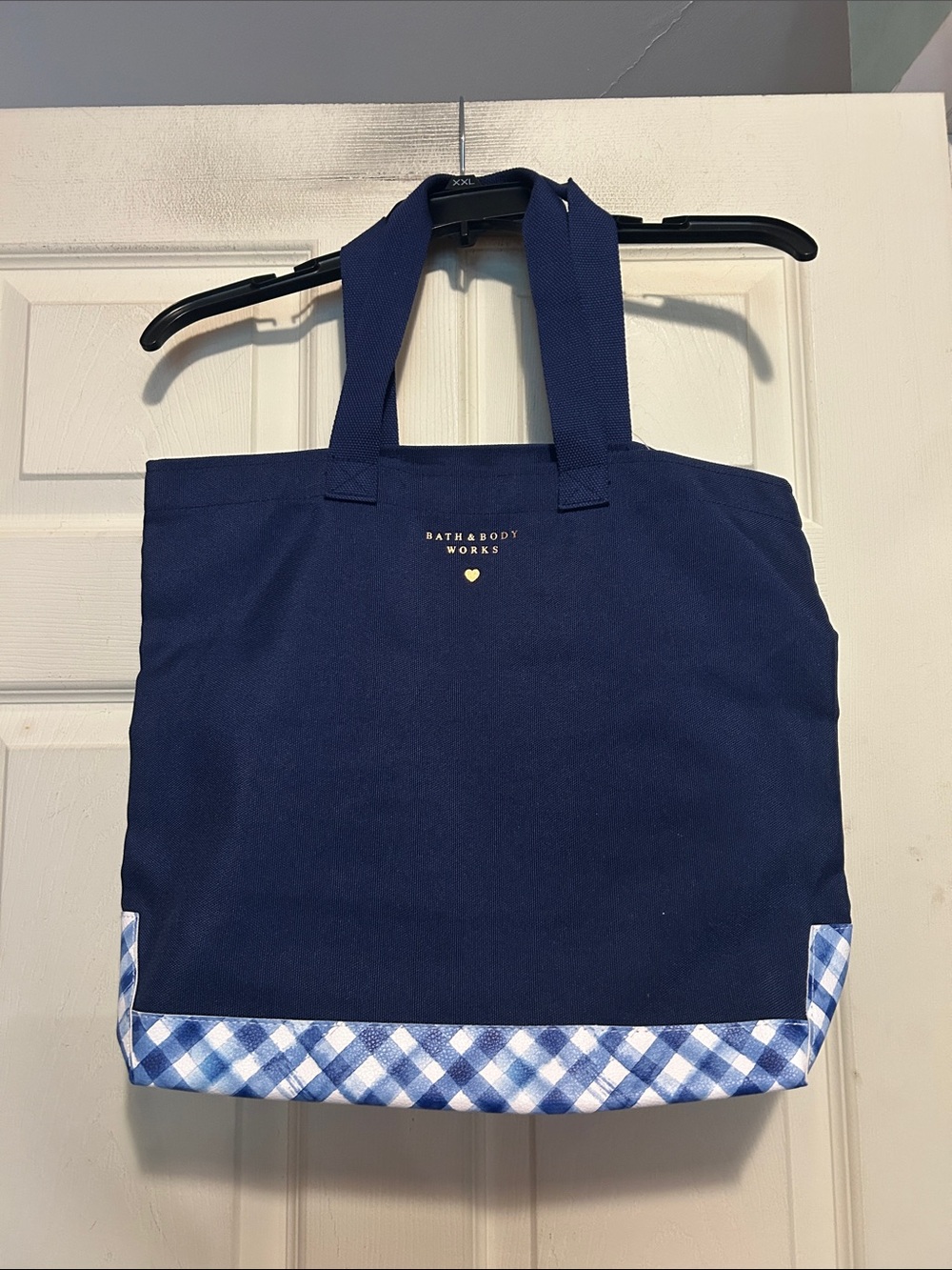 Bath & Body Works Navy Tote with Blue Gingham Trim